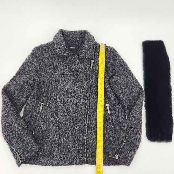 Forever 21 Heavy Moto Jacket Womens Size Small Faux Fur Wool Blend Biker Baddie - Picture 5 of 7